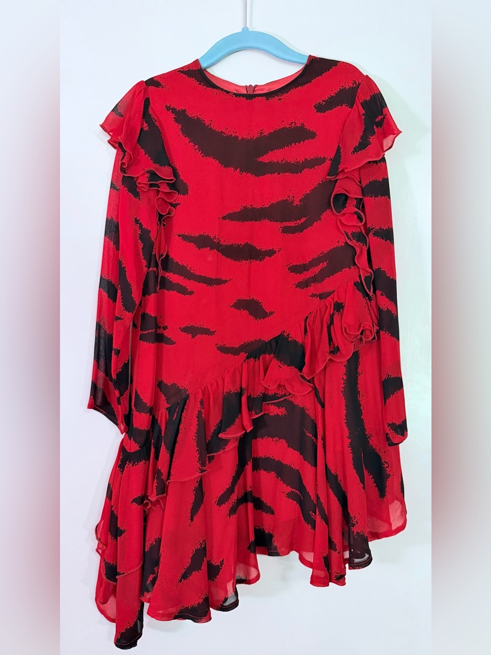 Philosophy di Lorenzo Serafini Kids Red Black Zebra Ruffle Dress XS Italy